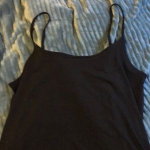 Black slip with lace on bottom of hem.